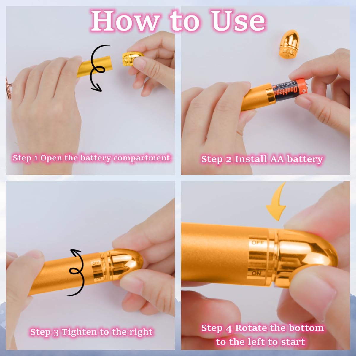 24K Gold Facial Beauty Bar – Anti-Aging Vibrating Face Roller for Toning, Lifting & Relaxation