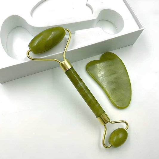 Natural Jade Facial Roller – Dual-Head Massager for Skin & Relaxation