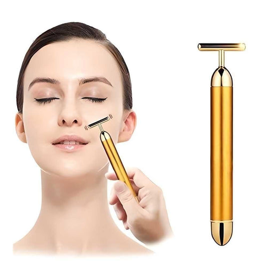24K Gold Facial Beauty Bar – Anti-Aging Vibrating Face Roller for Toning, Lifting & Relaxation